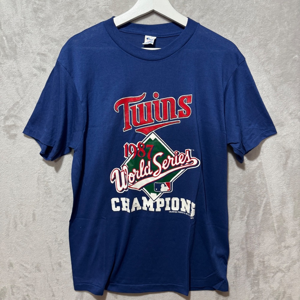 Vintage 1987 Minnesota Twins World Series Champion Single Needle T-Shirt Blue L